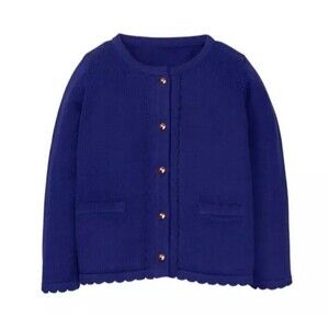 Janie and Jack Girls navy blue Scalloped long sleeve Cardigan size 6